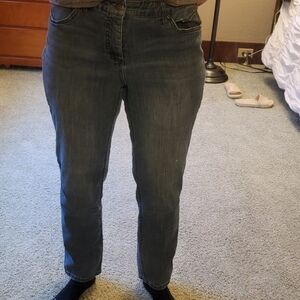 Terra & Sky Women's Straight Leg Jeans in Dark Blue